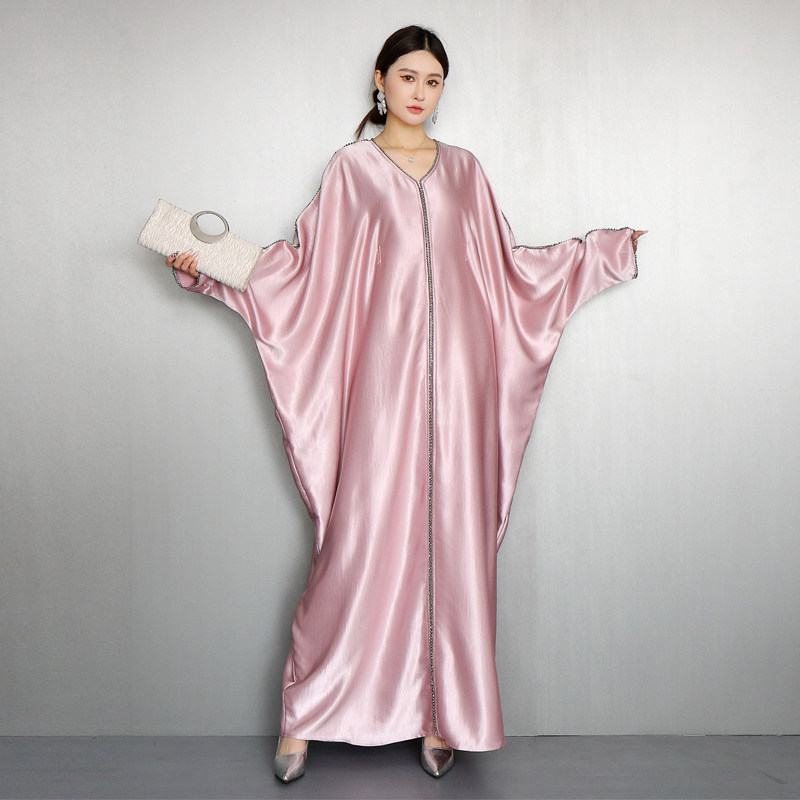 2026春季新款缎面连衣裙女钉珠V领长袖优雅长裙遮肉长袍气质礼服,女装/女士精品,连衣裙,淘宝优惠券,粉丝福利购,淘宝优惠卷