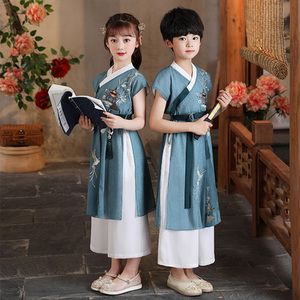 夏季男童女童短袖幼儿园班服汉服
