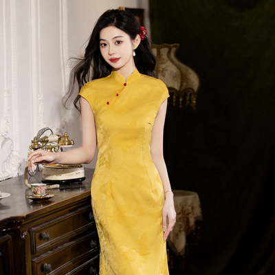 黄色旗袍2025年新款夏季新中式