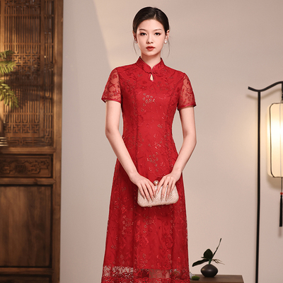 2024年水滴领旗袍连衣裙高考送考