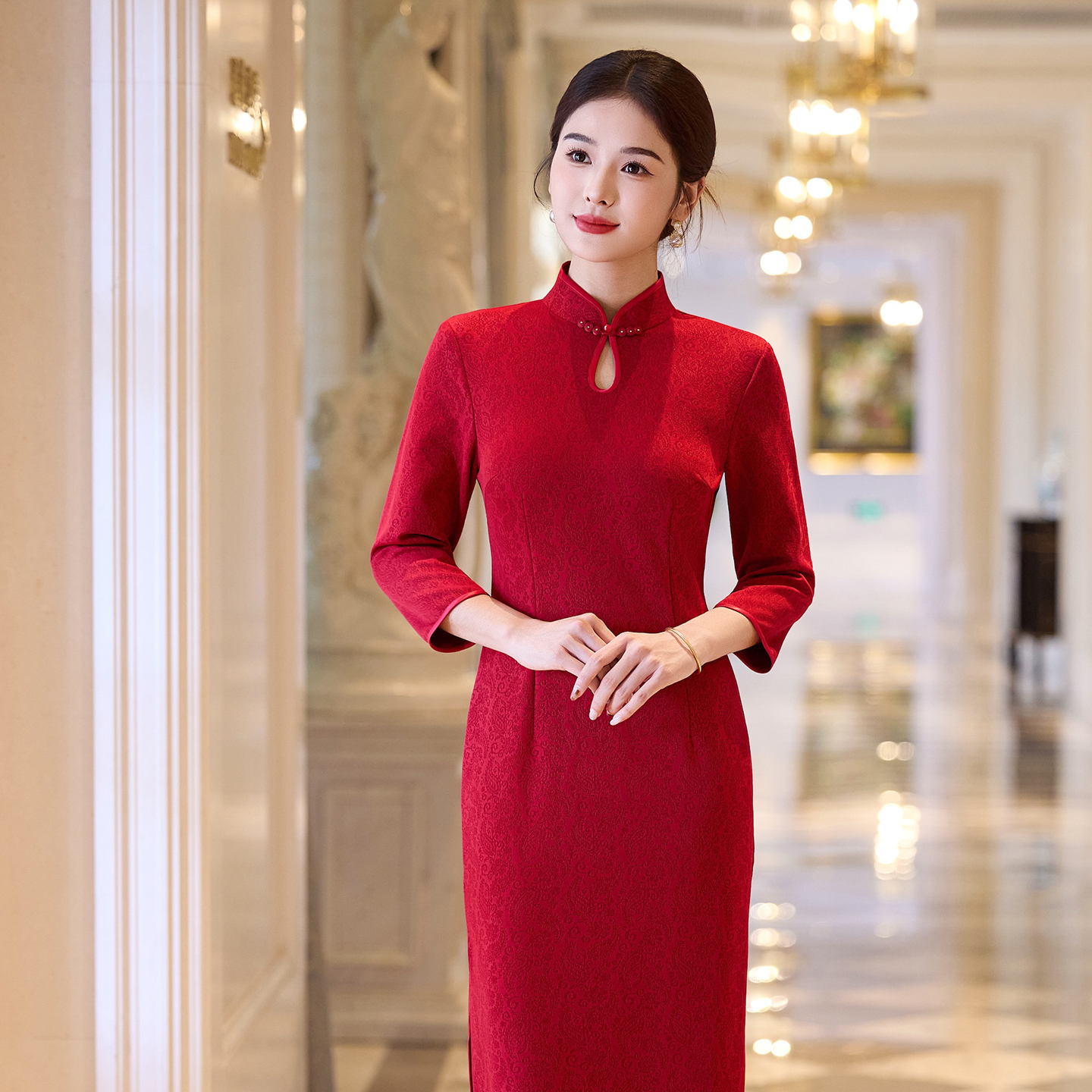 喜婆婆婚宴旗袍礼服2025秋冬新款