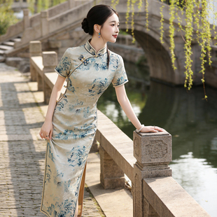 中国风旗袍2026新款春夏水墨画高端大气上档次妈妈日常周秀表演穿