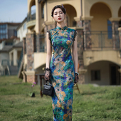 改良日常长款 旗袍2025年夏季 平时可穿高端 年轻款 新中式 新款 女无袖