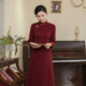 版 红色复古旗袍2025新款 秋冬女士高端气质A 收腰显瘦保暖日常宴会