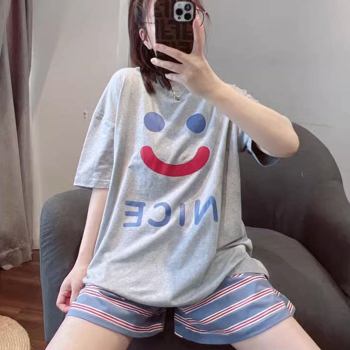 短袖短裤套装夏天休闲宽松家居服