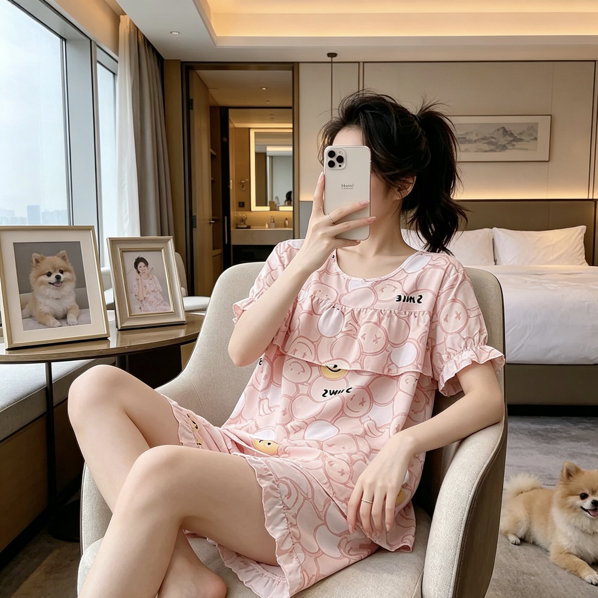 2026新款甜美少女风卡通印花睡衣女春夏薄款短袖短裤家居服套装