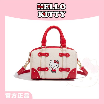 HelloKitty凯蒂猫波士顿包女拼接撞色单肩手提包时尚少女风斜挎包