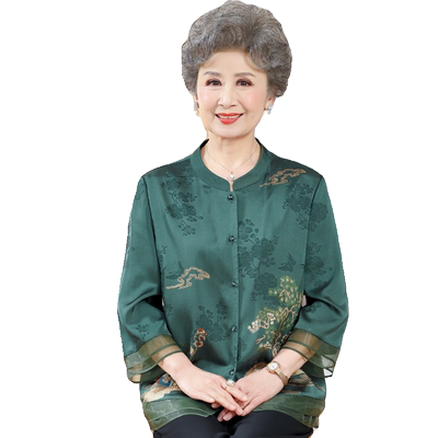 老年人夏装女套装加肥加大码衬衫
