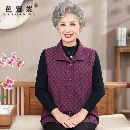 中老年人棉背心外套春秋装马甲女
