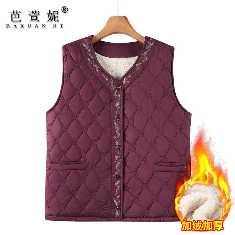 中老年人女装加绒棉衣马甲妈妈休闲保暖冬装加大码奶奶装坎肩外套