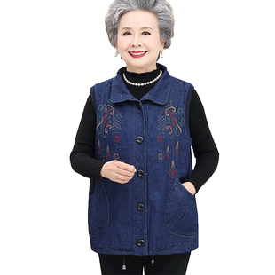 中老年人女装背心特肥加大码女胖妈妈装老太太马甲秋冬奶奶装外套