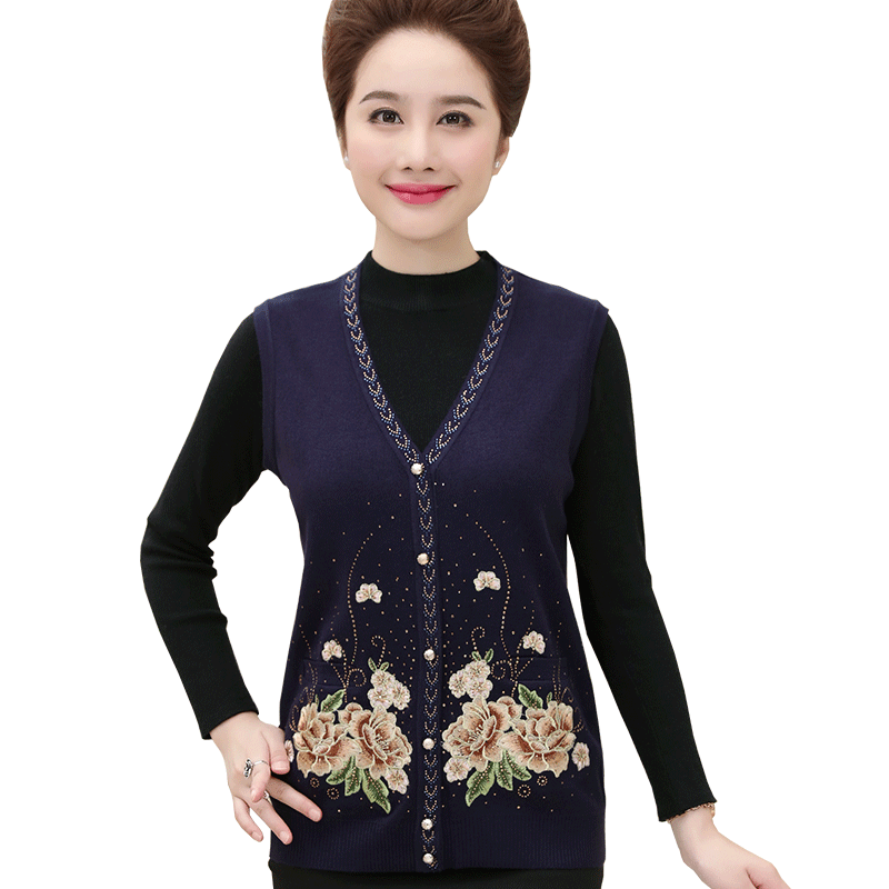 新款毛衣马夹坎肩针织中老年女装