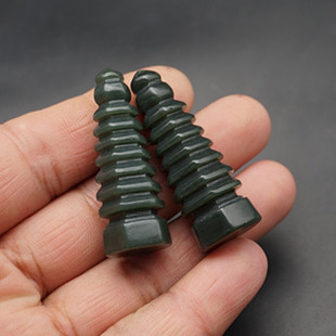 和田玉文昌塔吊坠挂件青玉来立体雕刻玉塔玉佩玉坠摆件腰佩钥匙扣