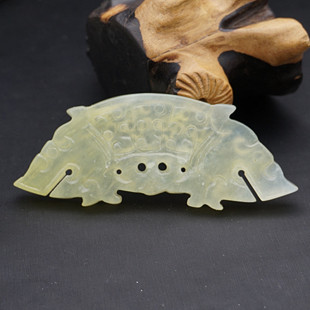 岫玉仿古龙玉佩玉坠仿古双面雕刻双龙玉璜吊坠挂件腰佩毛衣坠配饰