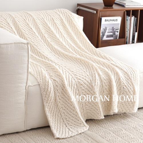 居家床搭复古风纯色毛线盖毯