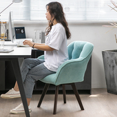 电脑椅家用旋转沙发凳简约北欧布艺实木学习椅舒适书桌椅接待椅子