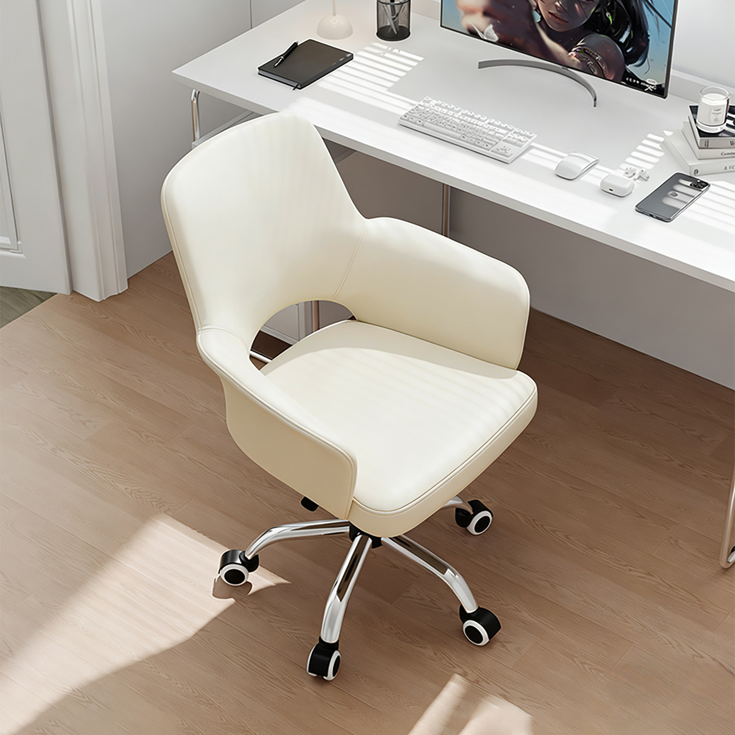 家用现代简约电脑椅小巧办公椅可升降舒适久坐书桌椅商务职员椅子