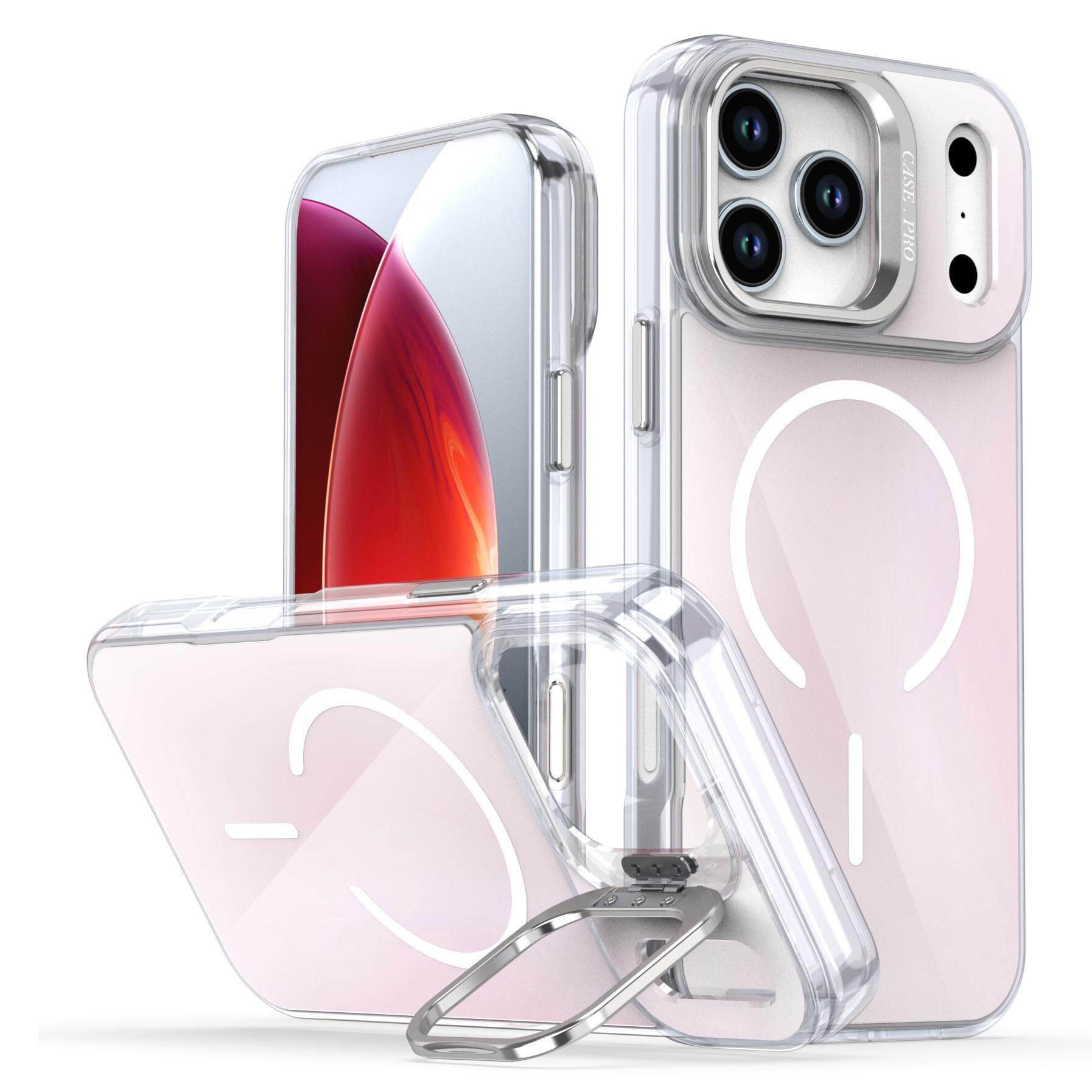 适用iPhone17ProMax手机壳亮彩变色龙磁吸手机套苹果17Promax镜头支架套一体支架保护套