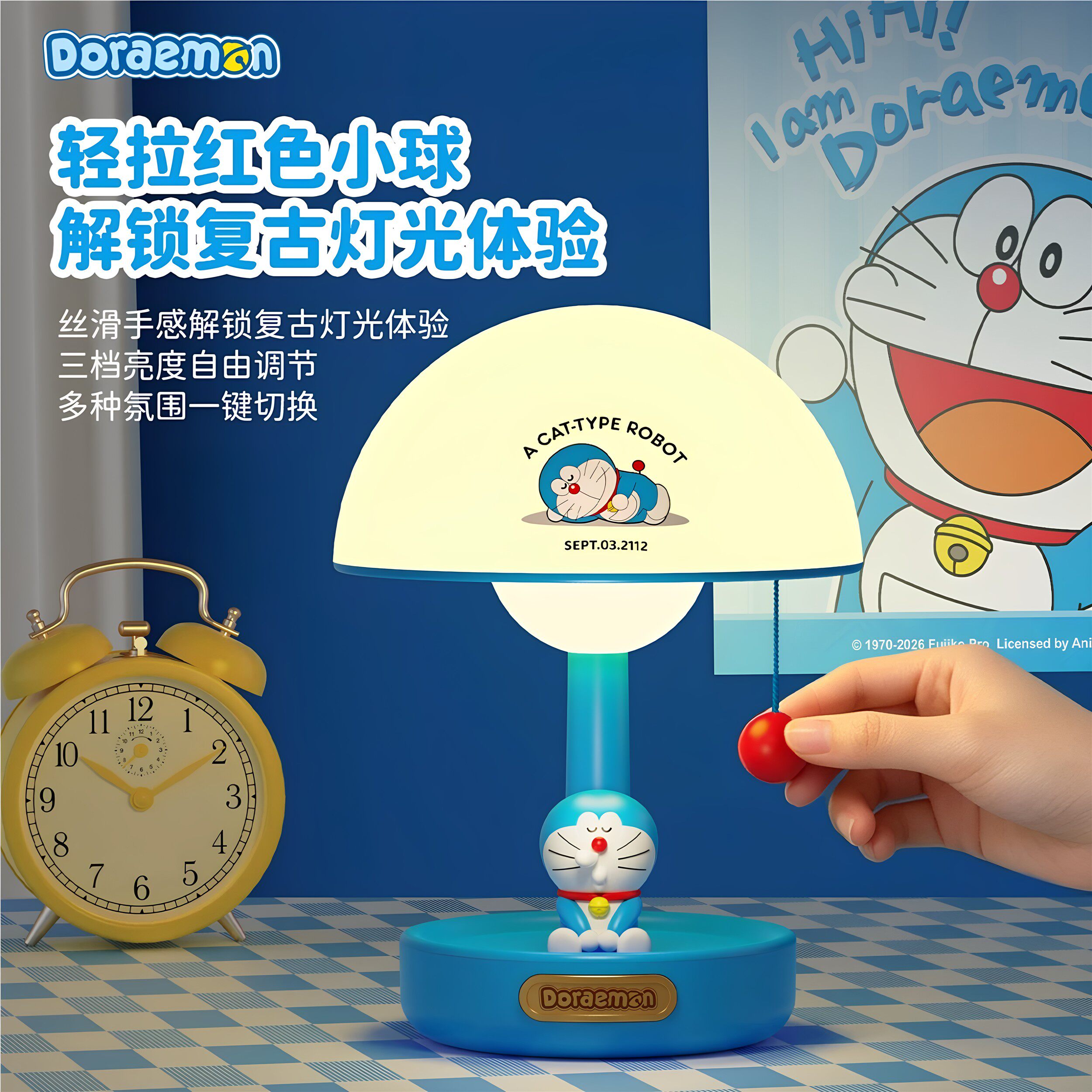 新款哆啦A梦台灯小夜灯充电桌面灯声控卧室氛围床头灯睡眠灯礼物
