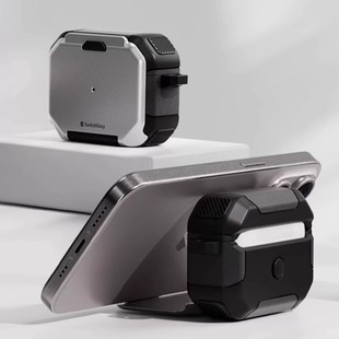switcheasy适用苹果耳机壳AirPods Pro2保护套AirPodsPro二代耐刮金属扣环户外防丢全包TPU挂钩耳机包收纳盒
