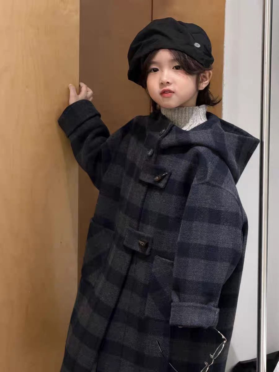 女童毛呢外套冬洋气儿童加厚中长款女中大童呢子大衣格子韩版夹棉,童装/婴儿装/亲子装,呢大衣,淘宝优惠券,粉丝福利购,淘宝优惠卷