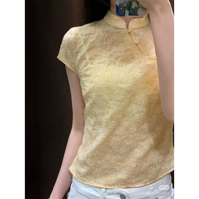 ZA家2026春夏新品 TRF 女装 超短袖刺绣中山领衬衫 2647276 306