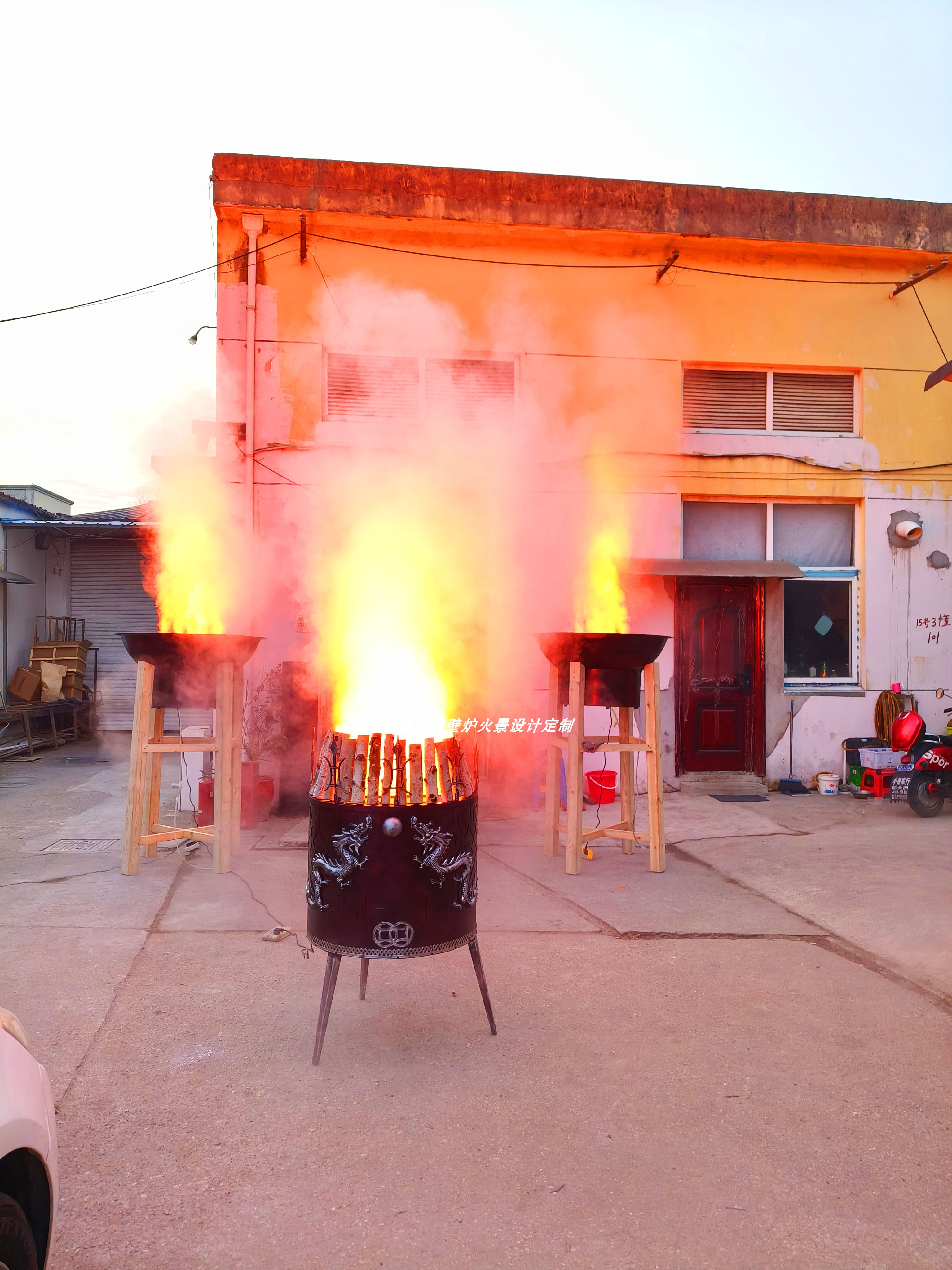 金龙含珠吐火圣火盆苗乡侗寨银龙篝火盆户外过年电火焰灯仿真篝火