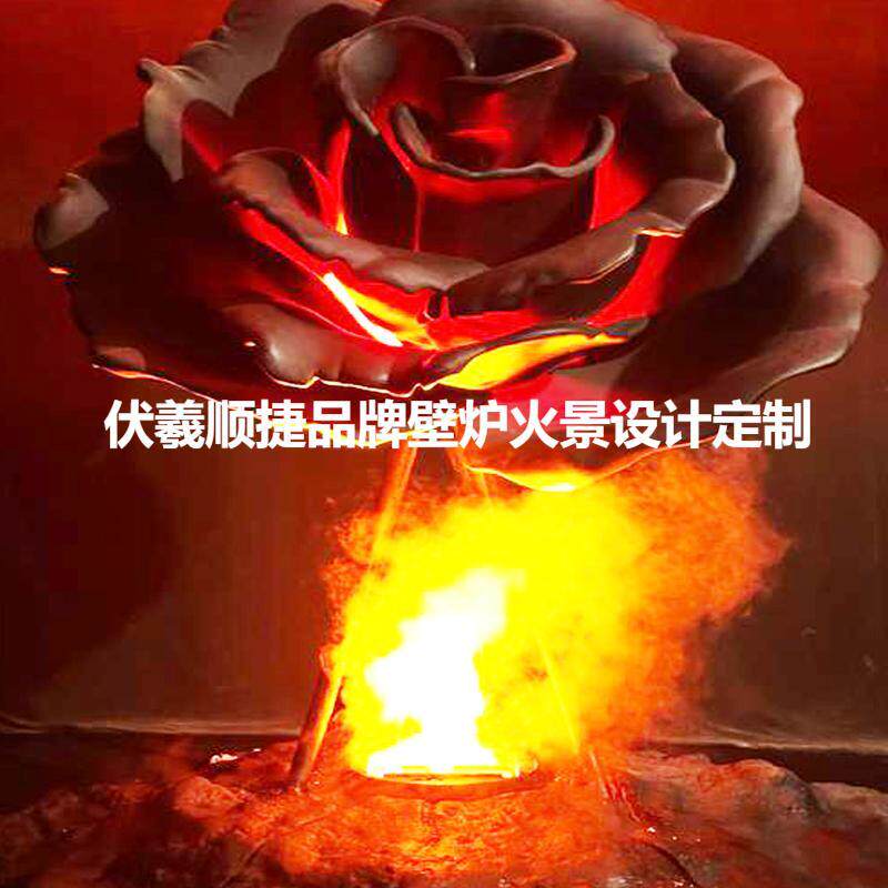 艺术展火焰玫瑰美陈火烧玫瑰仿真篝火烈火玫瑰景观礼佛电子蜡烛火