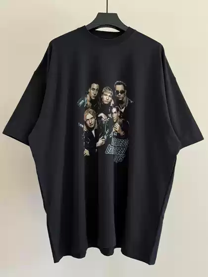 In Stock Ietements Backstreet Boys Men's and Women's Black Backstreet Boys Band Oversized Short-Sleeved T-Shirt