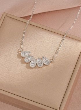 项链女 网红水滴锆石跨境小众日韩风新款设计感吊坠气质钛钢项链