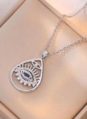 钛钢项链女 土耳其恶魔之眼不掉色个性复古欧美ins风邪恶之眼项链