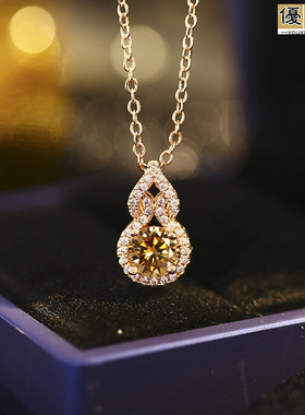 轻奢风新款时尚简约满钻葫芦吊坠香槟色项链微镶锆石锁骨链女饰品