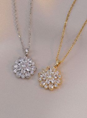 项链女 微镶网红日韩风项链锆石雪花可爱微镶时尚潮流钛钢锁骨链