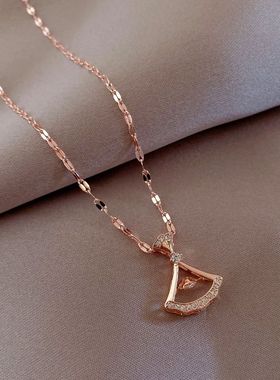 项链女 18K吊坠扇形跳动的心七夕情人节送女友冷淡风灵动小裙子项