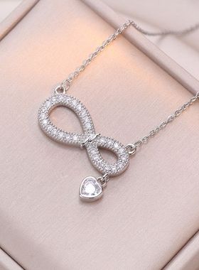 钛钢项链女 欧美简约8字小众设计感心形吊坠ins潮网络时尚锁骨链