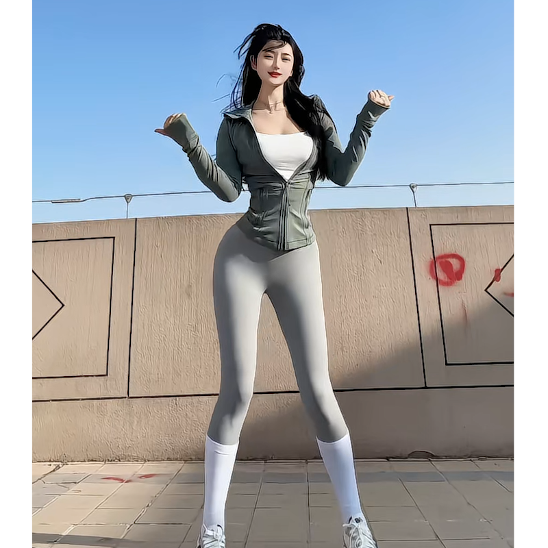 体美缘绿色外套极简透气健身衣