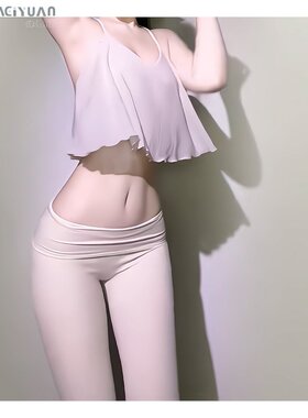 体美缘带胸垫高腰提臀瑜伽长裤