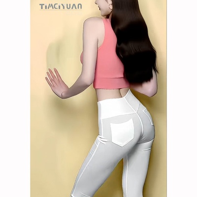 性感蜜桃臀瑜伽裤女高腰提臀紧身裤白色莱卡健身裤丰胯蜜桃裤