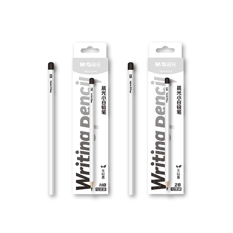 晨光AWP357P0/AWP357Q1 小白杆HB/2B六角沾顶木杆铅笔
