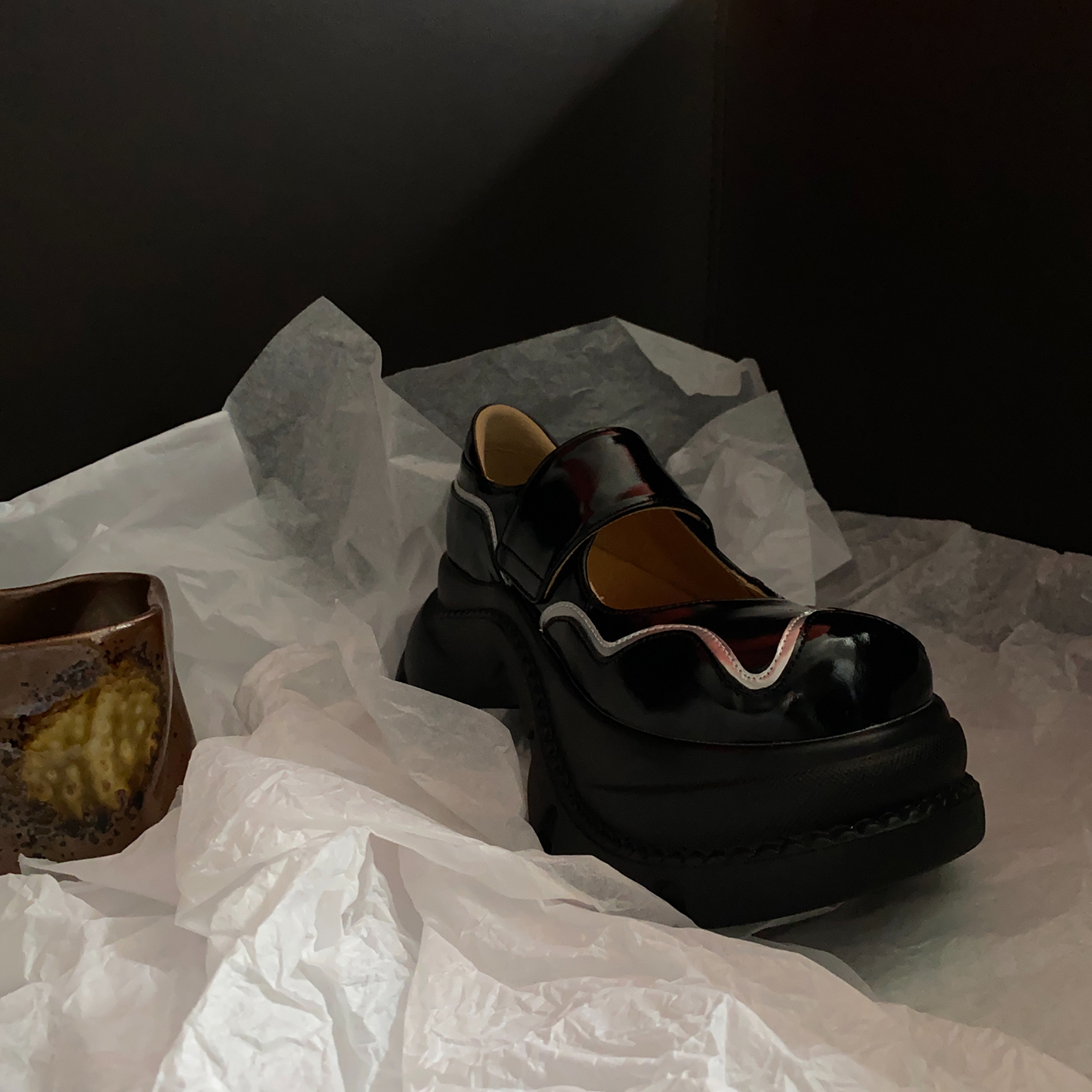 缇麦茵7cmT25583小众增高俏皮圆头休闲百搭厚底复古玛丽珍鞋