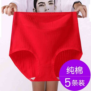 红色内裤女2023新款高腰收腹秋冬款棉质舒适三角裤大码胖mm短裤头