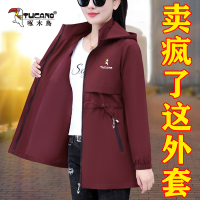 啄木鸟外套洋气减龄中长女士风衣