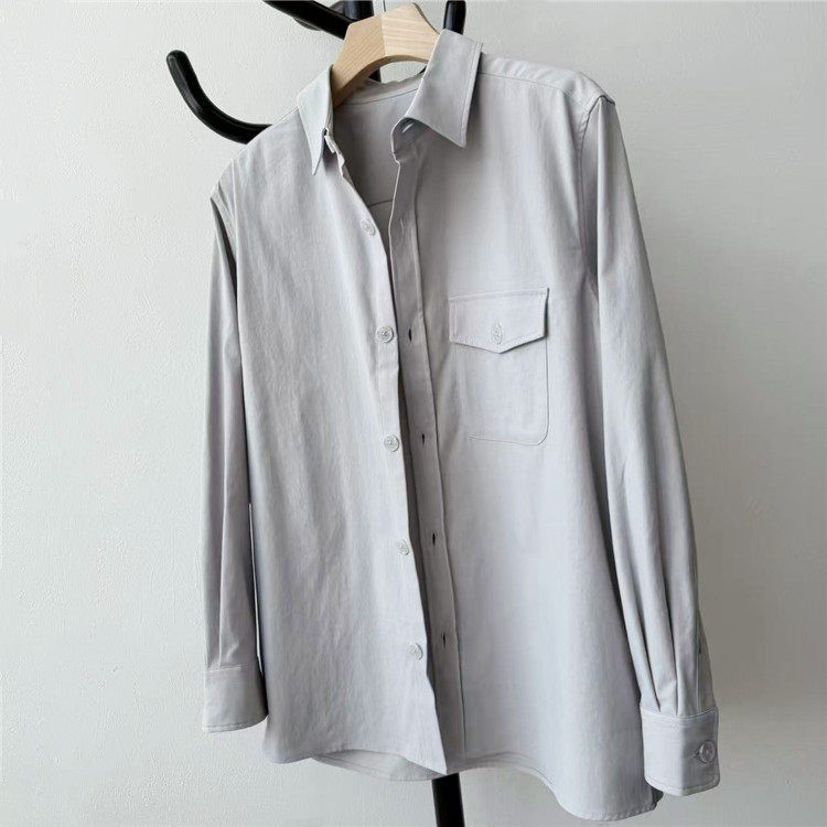 日本原单2025秋男式简约纯色长袖衬衫日单外贸休闲宽松厚衬衣外套
