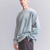 日单BY 绒衫 2025冬男式 宽松圆领加绒卫衣日系外贸原单保暖套头衫