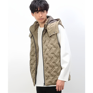 日单2025秋冬男式连帽保暖马甲外套日系外贸原单坎肩马夹羽绒服