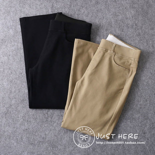 休闲裤 日系外贸通勤阔腿裤 女士松紧腰直筒九分裤 日本原单春季