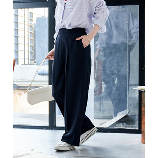 日单FREAK'S ST0RE 26春女极简风条纹阔腿裤外贸原单宽松直筒长裤