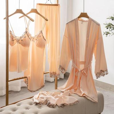 春夏冰丝睡衣性感吊带睡袍五件套