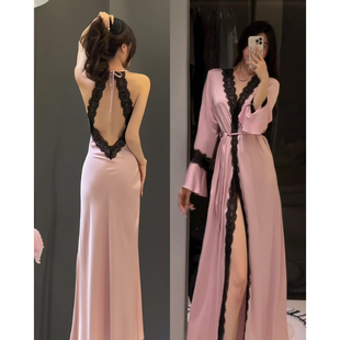 性感蕾丝睡衣女高级感露背长袍可外穿带胸垫显瘦套装