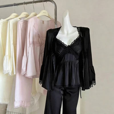 赵露思同款法式高级感冰丝性感睡衣女2026新款春秋夏季吊带家居服